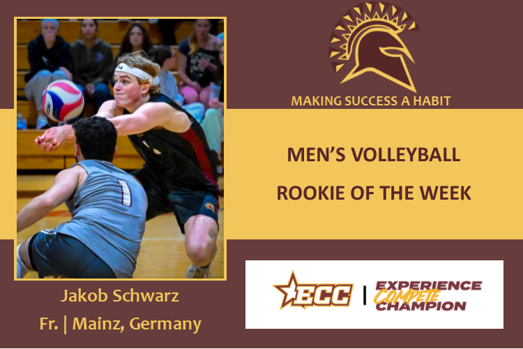 Jakob Schwarz Earns ECC Men's Volleyball Rookie of the Week Honors